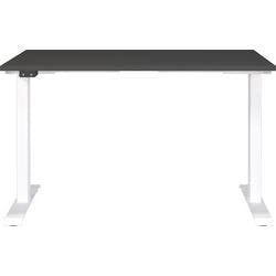GERMANIA Sitz-Stehschreibtisch Metall, Spanplatte Eiche Schwarz C-Fuß 1.400 x 800 x 910 mm Produktbild