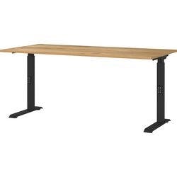GERMANIA Sitz-Stehschreibtisch Metall, Spanplatte Eiche Schwarz C-Fuß 1.600 x 800 x 910 mm Produktbild