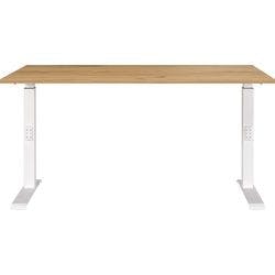 GERMANIA Sitz-Stehschreibtisch Eiche C-Fuß 1.400 (B) x 800 (T) x 910 (H) mm Metall, Spanplatte Produktbild