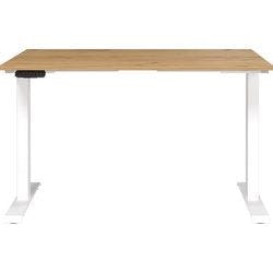 GERMANIA Sitz-Stehschreibtisch Eiche Metall, Spanplatte Weiß T-Fuß 1.200 x 800 x 1.200 mm Produktbild