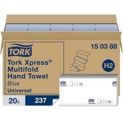 Tork Xpress Multifold Universal Falthandtücher H2 Blau 2-lagig 150388 20 Stück à 237 Blatt Produktbild