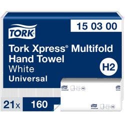 Tork Xpress Multifold Universal Falthandtücher H2 Weiß 2-lagig 150300 21 Stück à 160 Blatt Produktbild