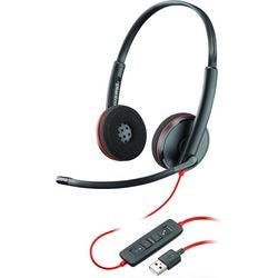 Poly Plantronics Verkabelt Headset Kopfbügel USB mit Kopfbügel, Geräuschunterdrückung und Mikrofon Stereo C3220 Rot, Schwarz Produktbild