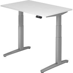 Hammerbacher Elektrisch Höhenverstellbar Sitz-Stehschreibtisch Rechteckig Holz Silber T-Fuß 1.200 x 800 x 720 mm Produktbild