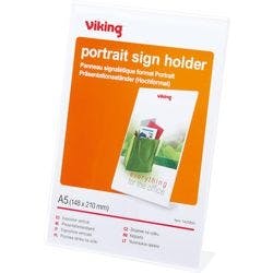 Viking abgewinkelter Schildhalter A5 Transparent Kunststoff 149 x 56 x 207mm Produktbild