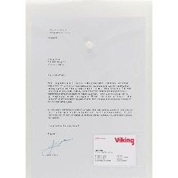 Viking Dokumentenmappe DIN A4 Druckknopf PP (Polypropylen) Hoch 23,7 (B) x 33,2 (H) cm Transparent 5 Stück Produktbild