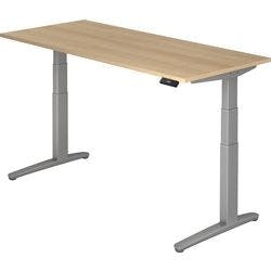Hammerbacher Elektrisch Höhenverstellbar Sitz-Stehschreibtisch Rechteckig Eiche Holz Silber T-Fuß 1.800 x 800 x 720 mm Produktbild