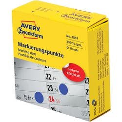AVERY Zweckform Markierungspunkte 3857 Selbsthaftend Spezial Blau 250 Stück Produktbild