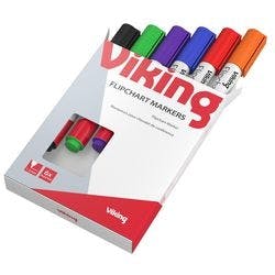 Viking Flipchart Marker Mittel Rundspitze 1 - 3 mm Farbig sortiert 6 Stück Produktbild