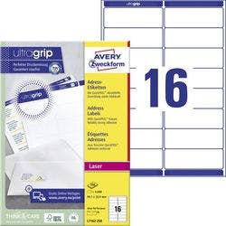 AVERY Zweckform Abziehhilfe QuickPEEL,ultragrip Adressetiketten L7162-250 Selbsthaftend DIN A4 Weiß 99,1 x 33,9 mm 250 Blatt à 16 Etiketten Produktbild