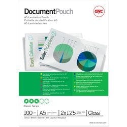 GBC Document Laminierfolien DIN A5 Glänzend 125 Mikron (2 x 125) Transparent 100 Stück Produktbild