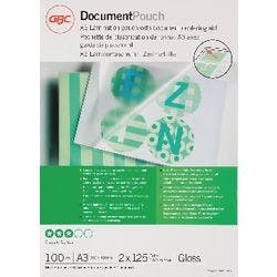 GBC Document Laminierfolien DIN A3 Glänzend 125 Mikron (2 x 125) Transparent 100 Stück Produktbild