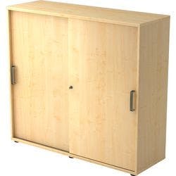 Hammerbacher Schiebetürenschrank Spanplatte 2 Fachböden abschließbar 1.200 x 400 x 1.100 mm Ahorn Braun Produktbild