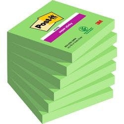 Post-it Super Sticky Haftnotizen 76 x 76 mm Grün Quadratisch 6 Stück à 90 Blatt Produktbild
