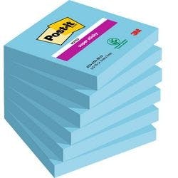 Post-it Super Sticky Haftnotizen 76 x 76 mm Blau Quadratisch 6 Stück à 90 Blatt Produktbild