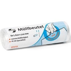 DEISS Universal Plus Leichte Belastung Müllsäcke 60 L  Transparent HDPE (Hochdichtes Polyethylen) 6 Mikron 50 Stück Produktbild