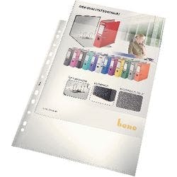 Bene Prospekthüllen DIN A4 Glasklar Glasklar 80 Mikron PP (Polypropylen) Oben 11 Löcher 100 Stück Produktbild