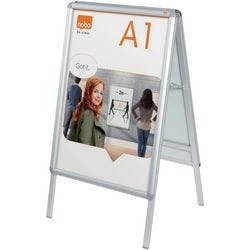 Nobo Premium Plus Kundenstopper Freistehend DIN A1 Aluminium, PVC (Polyvinylchlorid) Silber Wasserabweisend Produktbild