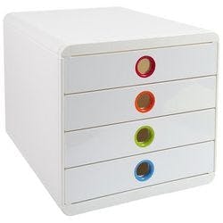 Exacompta Schubladenbox Pop-Box 314398D A4+ Weiß, farbig sortiert 27,8 x 34,7 x 26,7 cm Produktbild
