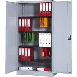Realspace Aufbewahrungsschrank Stahl 4 Fachböden abschließbar 920 x 420 x 1.950 mm Silber Produktbild