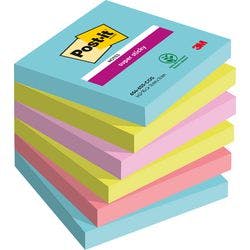 Post-it Cosmic Super Sticky Haftnotizen 76 x 76 mm Farbig Sortiert Quadratisch 6 Stück à 90 Blatt Produktbild