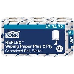 Tork Reflex Starke Mehrzweck Papierwischtücher M4, Weiß, Saugfähig, 2-lagig, 6 x 150,8 m Produktbild