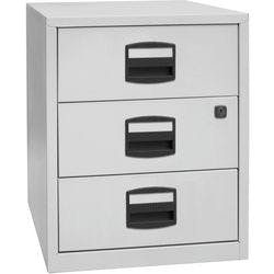 Bisley Home Mobiler Beistellschrank PFA Home 3 Schubladen Lichtgrau 413 x 400 x 528 mm Produktbild