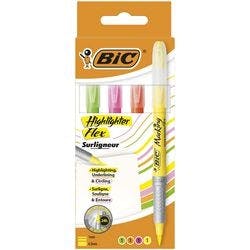 BIC Flex Textmarker Farbig sortiert Fein Keilspitze 1 - 4,3 mm Nicht nachfüllbar 4 Stück Produktbild