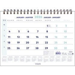 Brepols Wandkalender 2026 1 Monat / 1 Seite Niederländisch, Französisch, Deutsch, Englisch 31,5 (B) x 0,6 (T) x 46 (H) cm Weiß Produktbild