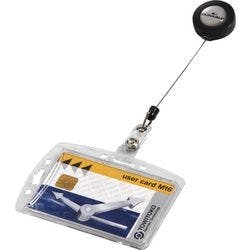 DURABLE Hartbox Ausweishalter Aufrollmechanismus und Druckknopfschlaufe 10,5 x 28,5 cm PS (Polystyrol) 10 Stück Produktbild