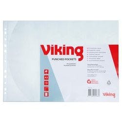 Viking Premium Prospekthüllen DIN A3 Genarbt Transparent 110 Mikron PP (Polypropylen) Oben 11 Löcher 10 Stück Produktbild
