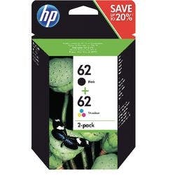 HP 62 Original Tintenpatrone N9J71AE Schwarz, Cyan, Magenta, Gelb Multipack 2 Stück Produktbild