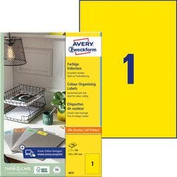 AVERY Zweckform Etiketten 3473 Selbsthaftend DIN A4 Gelb 210 x 297 mm 100 Blatt à 1 Etiketten Produktbild