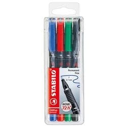 STABILO universal OHP-Marker Fein Filzspitze 0.7 mm Farbig sortiert Nachfüllbar 4 Stück Produktbild