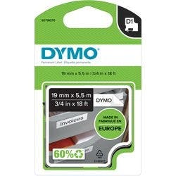 Dymo D1 S0718070 / 16960 Authentic Polyester Schriftband Selbstklebend Schwarzer Druck auf Weiß 19 mm x 5.5m Produktbild