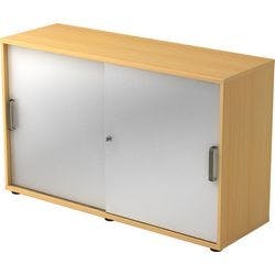 Hammerbacher Schiebetürenschrank Spanplatte 1 Fachboden abschließbar 1.200 x 400 x 748 mm Buche Braun, Silber Produktbild