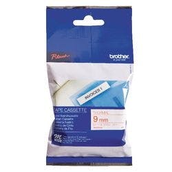 Brother M-K228 Authentic Schriftband Selbstklebend Roter Druck auf Weiß 9 mm x 8m Produktbild