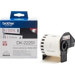Brother DK-22251 kontinuierliche Länge Papierrollenetiketten Selbstklebend Schwarz/Rot Druck auf Weiß 62 mm x 15,24m Produktbild