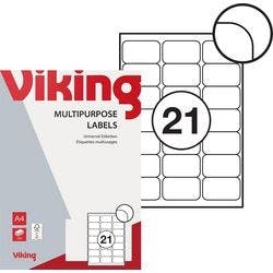 Viking Laser-Etiketten Selbstklebend 63,5 x 38,1 mm Weiß 100 Blatt à 21 Etiketten Produktbild