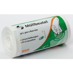 DEISS First Plus Leichte Belastung Müllsäcke 30 L  Weiß PE (Polyethylen) 12 Mikron 50 Stück Produktbild