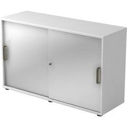 Hammerbacher Schiebetürenschrank Spanplatte 1 Fachboden abschließbar 1.200 x 400 x 748 mm Silber, Weiß Produktbild