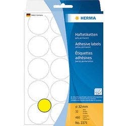 HERMA Mehrzwecketiketten 2271 Gelb Rund 480 Etiketten pro Packung Produktbild