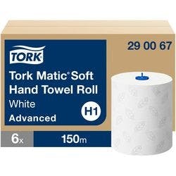 Tork Matic Advanced Falthandtücher H1 Gerollt Weiß 2-lagig 290067 6 Rollen à 150 m Produktbild