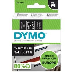 Dymo D1 S0720910 / 45811 Authentic Schriftband Selbstklebend Weißer Druck auf Schwarz 19 mm x 7m Produktbild
