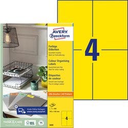 AVERY Zweckform Etiketten 3459 Selbsthaftend DIN A4 Gelb 10,5 x 14,8 cm 100 Blatt à 4 Etiketten Produktbild