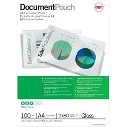 GBC Document Laminierfolien DIN A4 Glänzend 80 Mikron (2 x 80) Transparent 100 Stück Produktbild