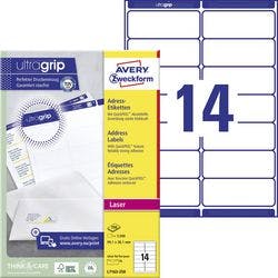 AVERY Zweckform Abziehhilfe QuickPEEL,ultragrip Adressetiketten L7163-250 Selbsthaftend DIN A4 Weiß 99,1 x 38,1 mm 250 Blatt à 14 Etiketten Produktbild Print Hauptbild L
