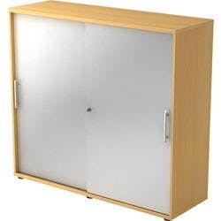 Hammerbacher Schiebetürenschrank Spanplatte 2 Fachböden abschließbar 1.200 x 400 x 1.100 mm Buche Braun, Silber Produktbild