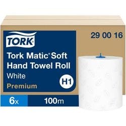 Tork Matic Premium Falthandtücher H1 Gerollt Weiß 2-lagig 290016 6 Rollen à 100 m Produktbild