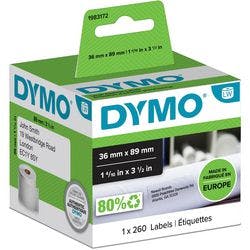 DYMO LabelWriter Adressetiketten Authentisch 1983172 1983172 Haftend Black on White 89 x 36 mm Thermal 260 Etiketten Produktbild